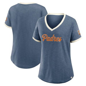 �t�@�i�e�B�N�X ���f�B�[�X �g�b�v�X T�V���c V�l�b�N ���B���e�[�W Women's Fanatics Navy San Diego Padres Cooperstown Collection Vintage Play V-Neck T-Shirt Pad Navy �l�C�r�[