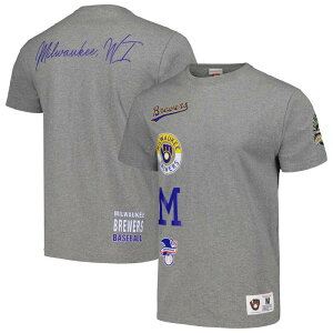 �~�b�`�F��&�l�X ���f�B�[�X �g�b�v�X T�V���c Men's Mitchell & Ness Heather Gray Milwaukee Brewers Cooperstown Collection City Collection T-Shirt Brw Grey �O���[