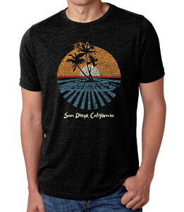 �G���G�[�|�b�v�A�[�g ���f�B�[�X �g�b�v�X T�V���c LA Pop Art Cities In San Diego - Men's Premium Blend Word Art-Shirt Black �u���b�N