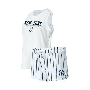 �A���u�����f�b�h ���f�B�[�X �A���_�[�E�F�A �i�C�g�E�F�A �V���[�g�p���c Unbranded Women's Conceptsport White New York Yankees Reel Pinstripe Tank Top & Shortsleep Set Ynk White �z���C�g