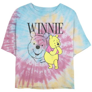 �f�B�Y�j�[ ���f�B�[�X �g�b�v�X T�V���c �O���t�B�b�N Disney's Winnie The Pooh Curious Pose Crop Top Tie Dye Juniors' Graphic Tee Blue Pink Light Yellow �u���[