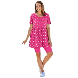 �E�[�}�� �E�B�Y�C�� ���f�B�[�X �g�b�v�X T�V���c �v���X�T�C�Y ���� �G���p�C�A Woman Within Plusize Short-Sleevempire Waistunic Raspberry Sorbet Dot