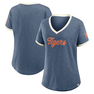 �t�@�i�e�B�N�X ���f�B�[�X �g�b�v�X T�V���c V�l�b�N ���B���e�[�W Women's Fanatics Navy Detroitigers Cooperstown Collection Vintage Play V-Neck T-Shirtgr Navy �l�C�r�[
