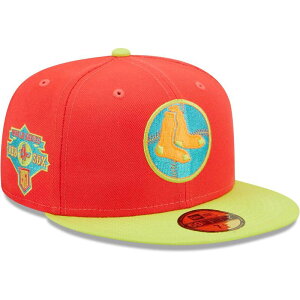 �j���[�G�� ���f�B�[�X �A�N�Z�T���[ �X�q Men's New Era Red/Neon Green Boston Red Sox Lava Highlighter Combo 59FIFTY Fitted Hat Rsx Red ���b�h