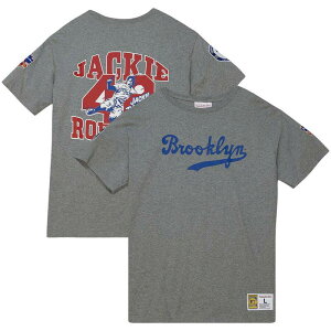 �~�b�`�F��&�l�X ���f�B�[�X �g�b�v�X T�V���c Men's Mitchell & Ness Jackie Robinson Gray Brooklyn Dodgers Cooperstown Collection Legends T-Shirt Mlb Grey �O���[