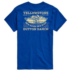 �A�j���L�����N�^�[ ���f�B�[�X �g�b�v�X T�V���c �O���t�B�b�N Licensed Character Men's Yellowstone Property Of Dutton Family Graphic Tee Blue �u���[