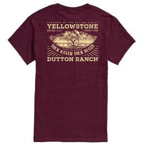 �A�j���L�����N�^�[ ���f�B�[�X �g�b�v�X T�V���c �O���t�B�b�N Licensed Character Men's Yellowstone Property Of Dutton Family Graphic Tee Maroon �}���[��