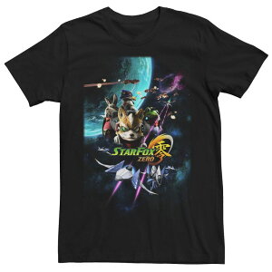 �A�j���L�����N�^�[ ���f�B�[�X �g�b�v�X T�V���c �O���t�B�b�N Licensed Character Men's Nintendo Star Fox Zero Space Battle Poster Graphic Tee Black �u���b�N