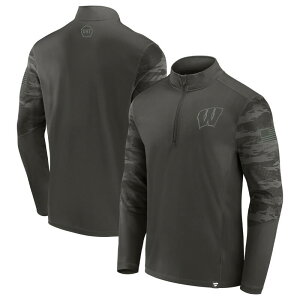 �y���������z �t�@�i�e�B�N�X ���f�B�[�X �W���P�b�g�E�u���]�� �A�E�^�[ Men's Fanatics Branded Black Wisconsin Badgers OHT Military Appreciation Guardian Quarter-Zip Top Wis Multi