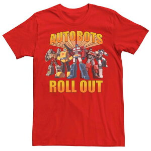 �A�j���L�����N�^�[ ���f�B�[�X �g�b�v�X T�V���c Licensed Character Men's Transformers Group Shot Autobots Roll Outee Red ���b�h