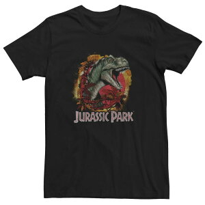 �A�j���L�����N�^�[ ���f�B�[�X �g�b�v�X T�V���c ���S Licensed Character Men's Jurassic Park T-Rexplosion Tropicalogo Tee Black �u���b�N