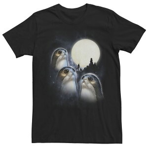 �X�^�[ �E�H�[�Y ���f�B�[�X �g�b�v�X T�V���c Men'star Wars The Last Jedi Porg Moon Artsy Silhouettee Black �u���b�N
