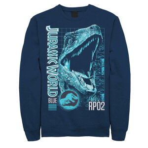 �A�j���L�����N�^�[ ���f�B�[�X �g�b�v�X T�V���c �X�E�F�b�g Licensed Character Men's Jurassic World Two Blue Face Tech Schematic Sweatshirt Navy �l�C�r�[