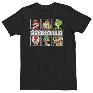 �A�j���L�����N�^�[ ���f�B�[�X �g�b�v�X T�V���c �g�[�� Licensed Character Big & Tall Super Mario Group Shot Arms Crossed Panels Tee Black �u���b�N