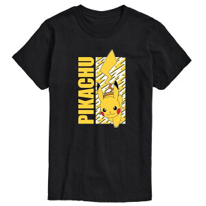 �A�j���L�����N�^�[ ���f�B�[�X �g�b�v�X T�V���c Licensed Character Men's Pokmon Pikachu Lightning Tee Black �u���b�N
