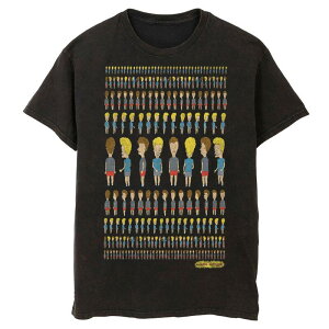 �A�j���L�����N�^�[ ���f�B�[�X �g�b�v�X T�V���c �O���t�B�b�N Licensed Character Men's Beavis And Butt-Head Multi Side Pattern Wash Graphic Tee Black �u���b�N
