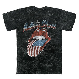 �A�j���L�����N�^�[ ���f�B�[�X �g�b�v�X T�V���c ���B���e�[�W �O���t�B�b�N Licensed Character Men's Rolling Stones Tongue USA Vintage Mineral Wash Graphic Tee Black Mineral Wash �u���b�N