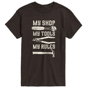 �A�j���L�����N�^�[ ���f�B�[�X �g�b�v�X T�V���c �O���t�B�b�N Licensed Character Men's My Shop My Tools My Rules Graphic Tee Dark Brown �u���E��