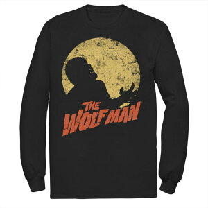 �A�j���L�����N�^�[ ���f�B�[�X �g�b�v�X T�V���c Licensed Character Men's Universal Monsters The Wolfman Moonlit Silhouette Long Sleeve Tee Black �u���b�N