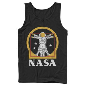 �A�j���L�����N�^�[ ���f�B�[�X �g�b�v�X T�V���c �O���t�B�b�N Licensed Character Men's NASAstronaut Golden Vitruvian Space Man Graphic Tank Top Black �u���b�N