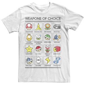 �A�j���L�����N�^�[ ���f�B�[�X �g�b�v�X T�V���c Licensed Character Men's Nintendo Mario Kart Weapons Of Choice Item Poster Tee White �z���C�g