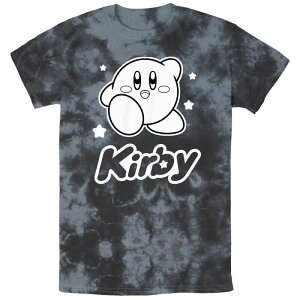 �A�j���L�����N�^�[ ���f�B�[�X �g�b�v�X T�V���c ���m�N�� �O���t�B�b�N Licensed Character Men's Nintendo Kirby Monochrome Style Bombard Wash Graphic Tee Black Charcoal �u���b�N