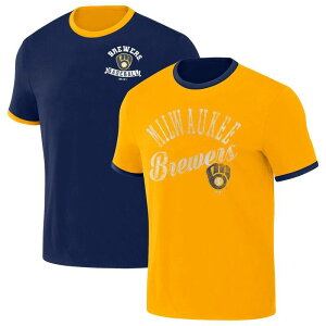 �A���u�����f�b�h ���f�B�[�X �g�b�v�X T�V���c Unbranded Men's Darius Rucker Collection by Fanatics Navy/Gold Milwaukee Brewers Two-Way Ringereversible T-Shirt Brw Navy �l�C�r�[