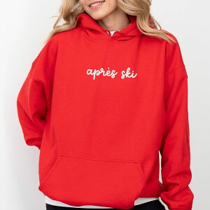 Simply Sage Market ���f�B�[�X �g�b�v�X T�V���c �h�J �p�[�J�[ �O���t�B�b�N Simply Sage Market Embroidered Apreski Words - Women's Graphic Hoodie Red ���b�h