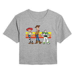�f�B�Y�j�[ �s�N�T�[ ���f�B�[�X �g�b�v�X T�V���c �N���b�v�h Juniors' Disney / Pixar's Toy Story Jessie Woody & Buzz Lightyear Cropped Tee Heather Gray �O���[