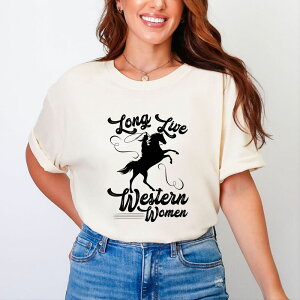 Simply Sage Market ���f�B�[�X �g�b�v�X T�V���c �O���t�B�b�N Simply Sage Market Long Live Western Women - Women's Garment Dyed Graphic T-Shirt Ivory �A�C�{���[