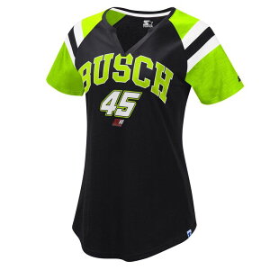 �X�^�[�^�[ ���f�B�[�X �g�b�v�X T�V���c V�l�b�N Women'starter Black/Green Kurt Busch Game Onotch V-Neck T-Shirt Nas Black �u���b�N