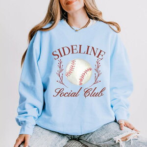 Simply Sage Market ���f�B�[�X �g�b�v�X T�V���c �X�E�F�b�g Simply Sage Market Baseball Sideline Social Club - Women's Lightweight Garment Dyed Sweatshirt Hydrangea