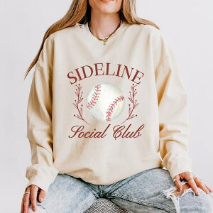 Simply Sage Market ���f�B�[�X �g�b�v�X T�V���c �X�E�F�b�g Simply Sage Market Baseball Sideline Social Club - Women's Lightweight Garment Dyed Sweatshirt Ivory �A�C�{���[
