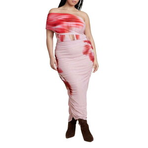 �G���N�C ���f�B�[�X �g�b�v�X �����s�[�X �v���X�T�C�Y ���b�V�� ELOQUII Women's Plusize Asymeshirredress Bloomtide Floral