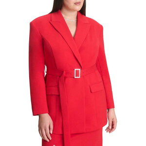 �G���N�C ���f�B�[�X �A�E�^�[ �W���P�b�g�E�u���]�� �v���X�T�C�Y �u���U�[ ELOQUII Women's Plusize Belted Ponte Blazer Barbados Cherry