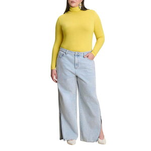 �G���N�C ���f�B�[�X �{�g���X �f�j���p���c �v���X�T�C�Y ELOQUII Women's Plusize Side Zip Loose Jean Light Wash