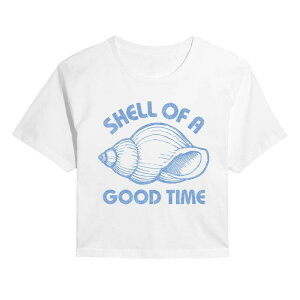 �A�j���L�����N�^�[ ���f�B�[�X �g�b�v�X T�V���c �N���b�v�h Licensed Character Juniors' Shell Of A Good Time Cropped Tee White �z���C�g