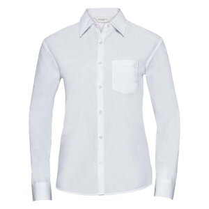 ���b�Z���A�X���`�b�N ���f�B�[�X �g�b�v�X �V���c Russell Athletic Russell Collection Ladies/Womens Long Sleeve Shirt White �z���C�g