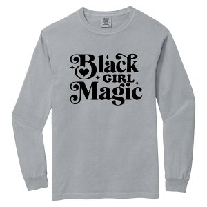 Simply Sage Market ���f�B�[�X �g�b�v�X T�V���c �O���t�B�b�N Simply Sage Market Black Girl Magic - Women's Garment Dyed Long Sleeve Graphic T-Shirt Grey �O���[