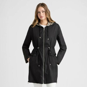�G�����g���C�V�[ ���f�B�[�X �A�E�^�[ �W���P�b�g�E�u���]�� �R�[�g Women's Ellen Tracy Adjustable Waist Reversible Coat Black Leopard �u���b�N