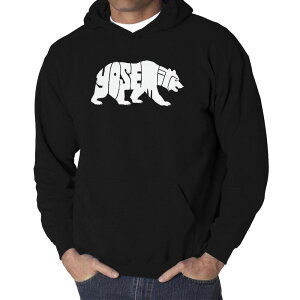 �G���G�[�|�b�v�A�[�g ���f�B�[�X �g�b�v�X T�V���c �X�E�F�b�g LA Pop Art Yosemite Bear - Men's Word Art Hooded Sweatshirt Black �u���b�N