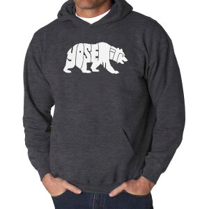 �G���G�[�|�b�v�A�[�g ���f�B�[�X �g�b�v�X T�V���c �X�E�F�b�g LA Pop Art Yosemite Bear - Men's Word Art Hooded Sweatshirt Grey �O���[