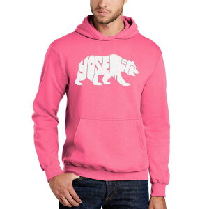 �G���G�[�|�b�v�A�[�g ���f�B�[�X �g�b�v�X T�V���c �X�E�F�b�g LA Pop Art Yosemite Bear - Men's Word Art Hooded Sweatshirt Pink �s���N