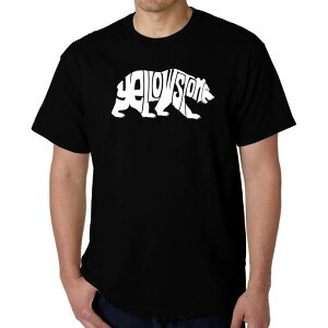 �G���G�[�|�b�v�A�[�g ���f�B�[�X �g�b�v�X T�V���c LA Pop Art Yellowstone Bear - Men's Word Art-Shirt Black �u���b�N