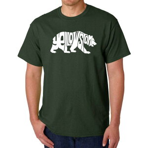 �G���G�[�|�b�v�A�[�g ���f�B�[�X �g�b�v�X T�V���c LA Pop Art Yellowstone Bear - Men's Word Art-Shirt Forest �t�H���X�g