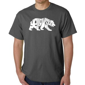 �G���G�[�|�b�v�A�[�g ���f�B�[�X �g�b�v�X T�V���c LA Pop Art Yellowstone Bear - Men's Word Art-Shirt Grey �O���[