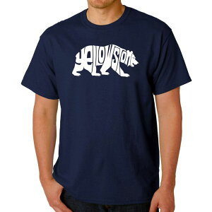�G���G�[�|�b�v�A�[�g ���f�B�[�X �g�b�v�X T�V���c LA Pop Art Yellowstone Bear - Men's Word Art-Shirt Navy �l�C�r�[
