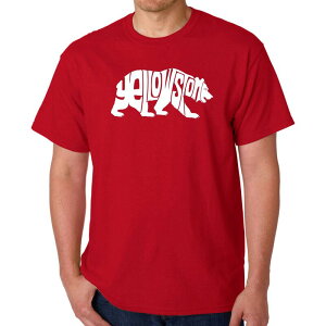 �G���G�[�|�b�v�A�[�g ���f�B�[�X �g�b�v�X T�V���c LA Pop Art Yellowstone Bear - Men's Word Art-Shirt Red ���b�h