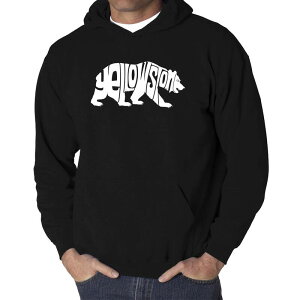 �G���G�[�|�b�v�A�[�g ���f�B�[�X �g�b�v�X T�V���c �X�E�F�b�g LA Pop Art Yellowstone Bear - Men's Word Art Hooded Sweatshirt Black �u���b�N