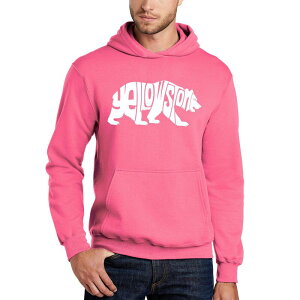 �G���G�[�|�b�v�A�[�g ���f�B�[�X �g�b�v�X T�V���c �X�E�F�b�g LA Pop Art Yellowstone Bear - Men's Word Art Hooded Sweatshirt Pink �s���N